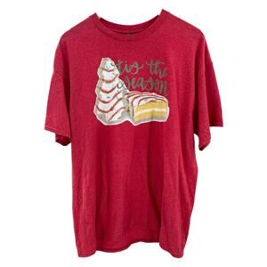 Tis The Season Christmas Tree‎ Cakes Debbie Merry Christmas  Novelty T-Shirt XL